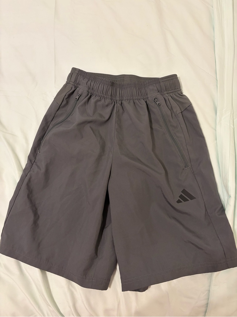 adidas Men's Gray Athletic Shorts with Zip Pockets